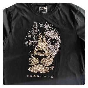 Sean John Rhinestones “Lion” Graphic T-shirt